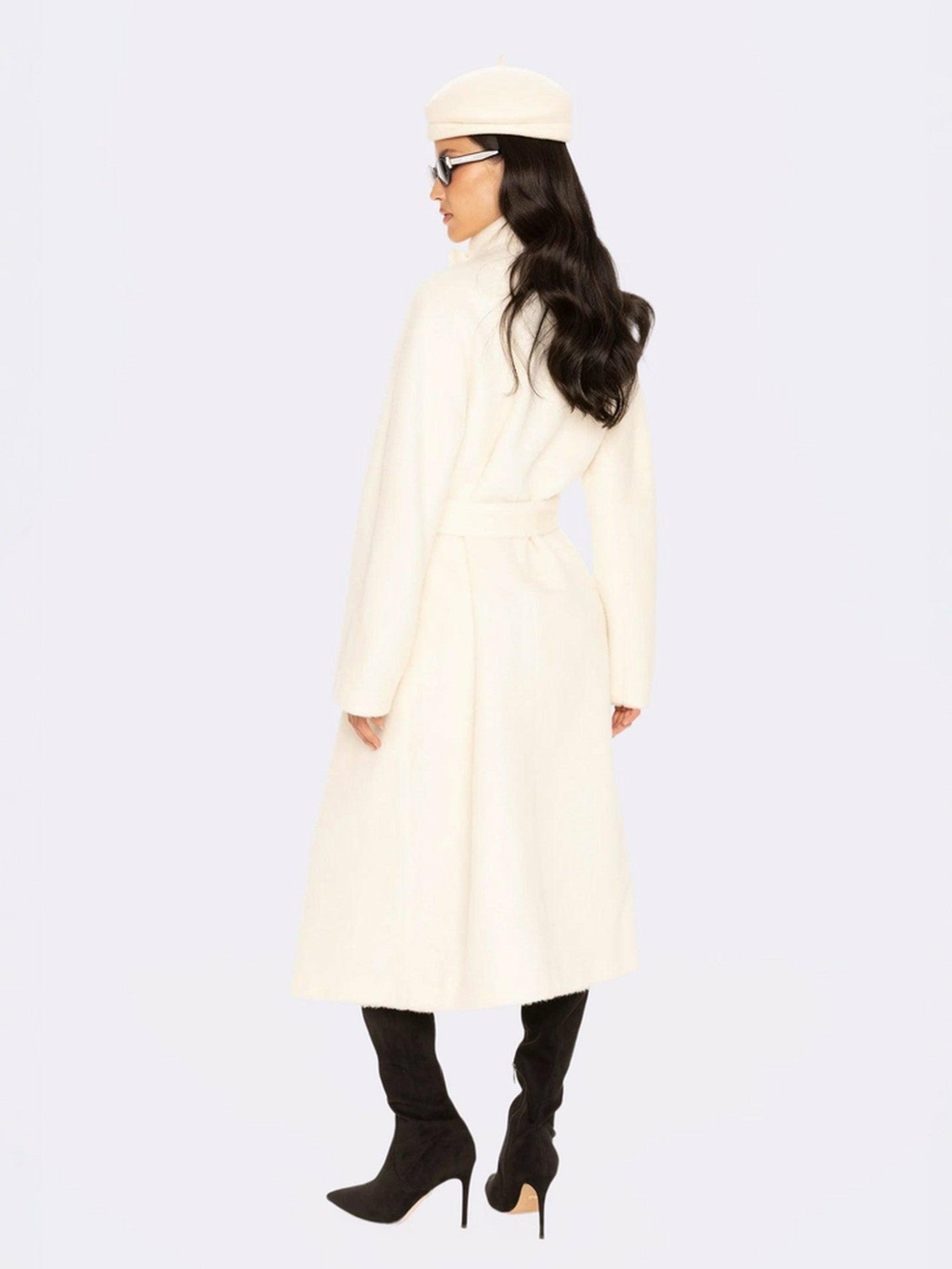 Nana Jacqueline Audrey Long Coat: Off White Coat for Winter Wedding Guest Off White