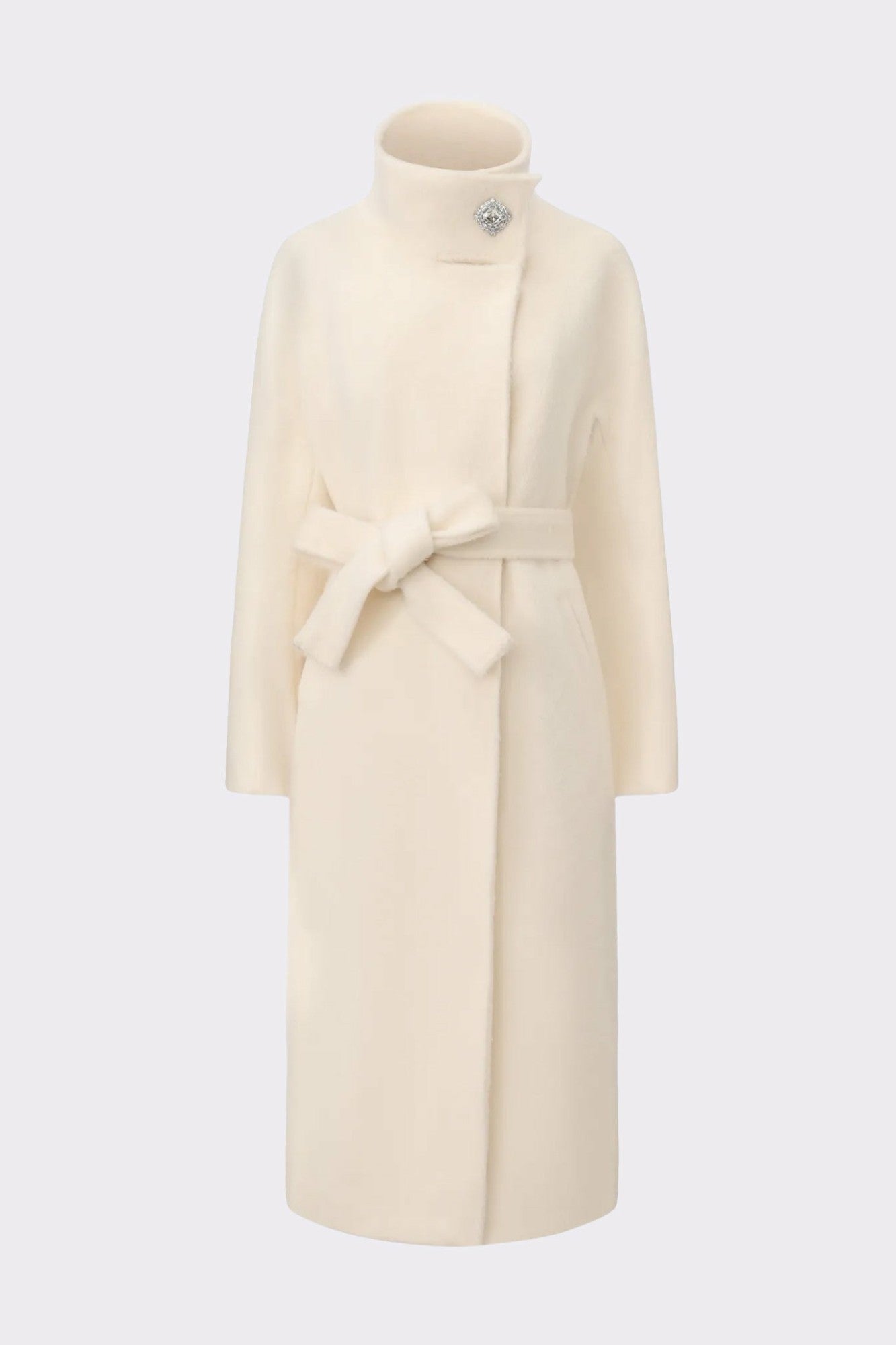 Nana Jacqueline Audrey Long Coat: Off White Coat for Winter Wedding Guest Off White