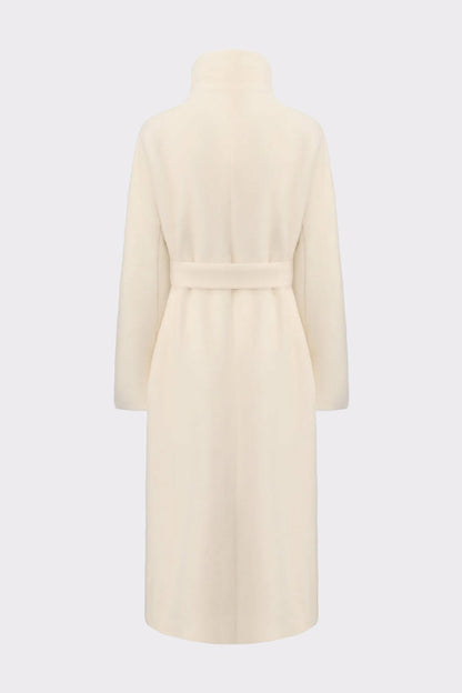 Nana Jacqueline Audrey Long Coat: Off White Coat for Winter Wedding Guest Off White