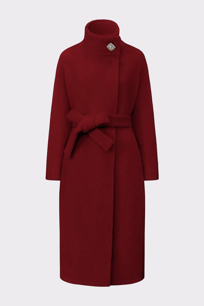 Nana Jacqueline Audrey Long Coat: Red Long Coat for Holiday Party Red