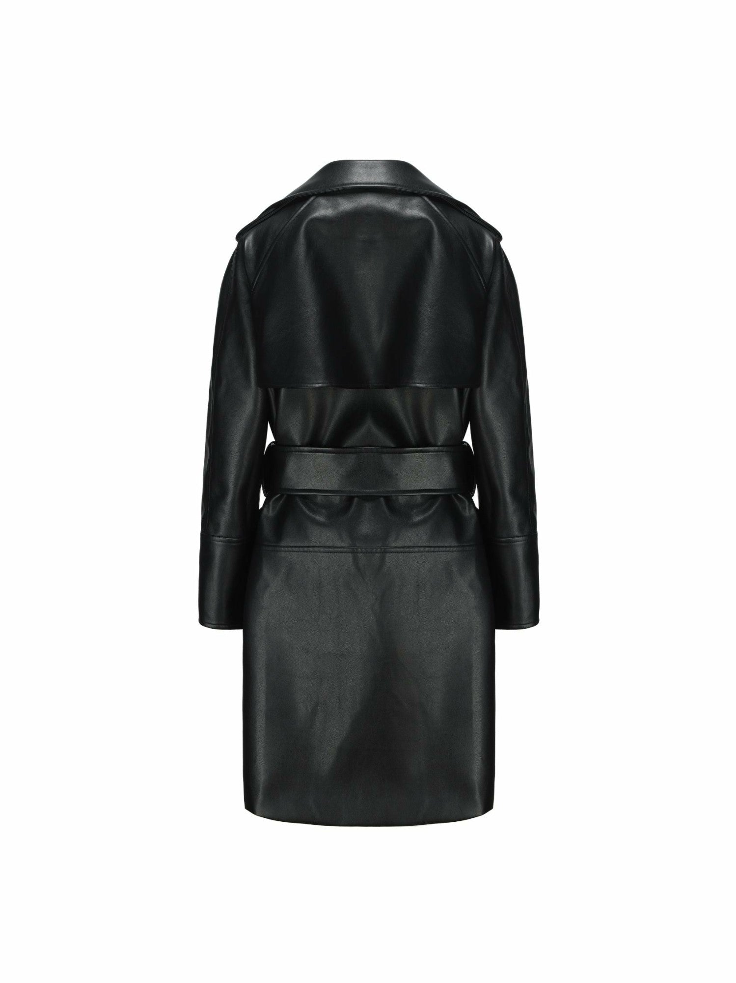 Nana Jacqueline Keira Leather Trench Coat: Black Trench Coat for Date Night Black