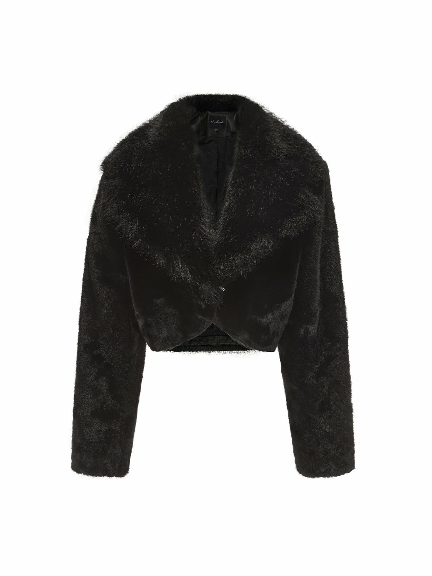 Nana Jacqueline Mara Fur Coat: Black Fur Coat for Cocktail Party Black