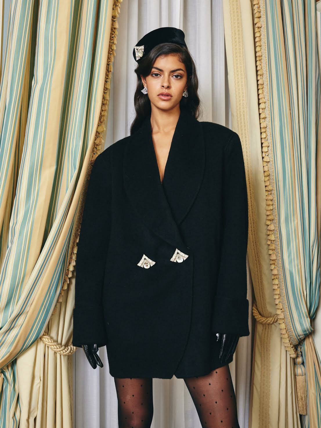 Nana Jacqueline Kendall Coat: Black Coat for Winter Evening Events Black