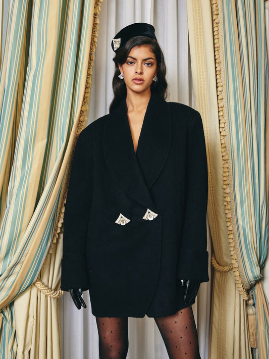 Nana Jacqueline Kendall Coat: Black Coat for Winter Evening Events Black