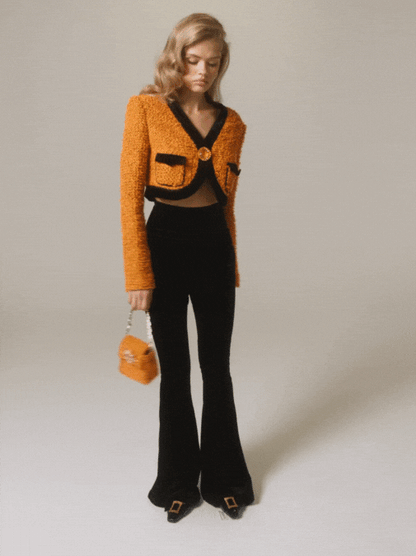 Nana Jacqueline Miranda Crop Jacket: Yellow Crop Jacket for Date Night Yellow