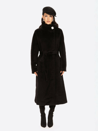 Nana Jacqueline Audrey Long Coat: Black Long Coat for Winter Events Black