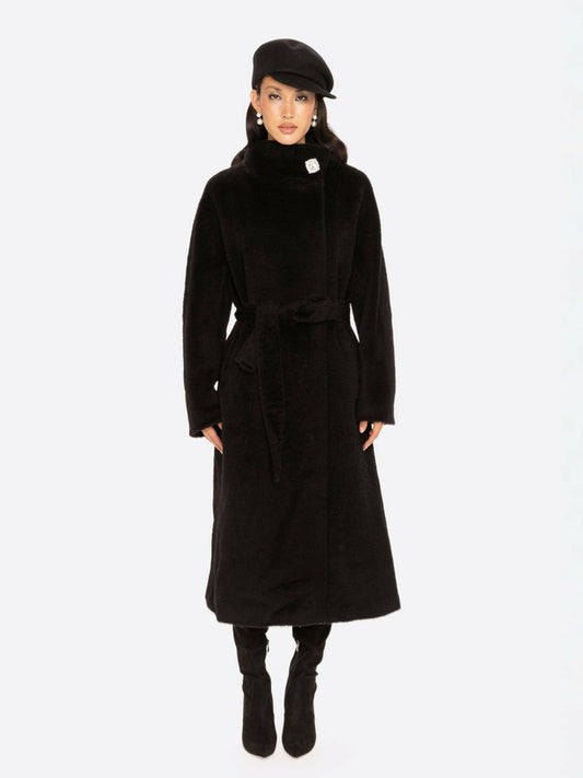 Nana Jacqueline Audrey Long Coat: Black Long Coat for Winter Events Black