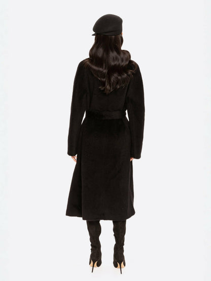 Nana Jacqueline Audrey Long Coat: Black Long Coat for Winter Events Black