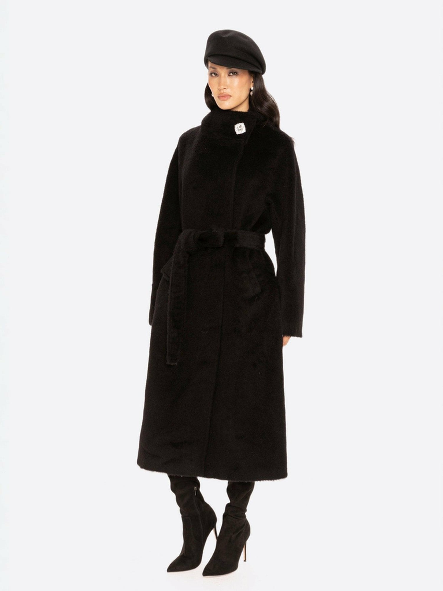 Nana Jacqueline Audrey Long Coat: Black Long Coat for Winter Events Black