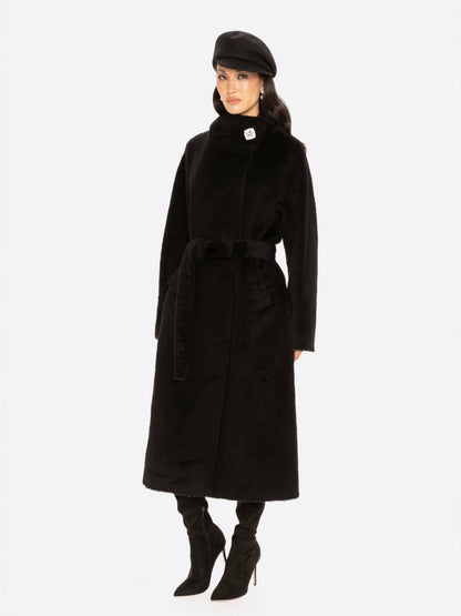 Nana Jacqueline Audrey Long Coat: Black Long Coat for Winter Events Black
