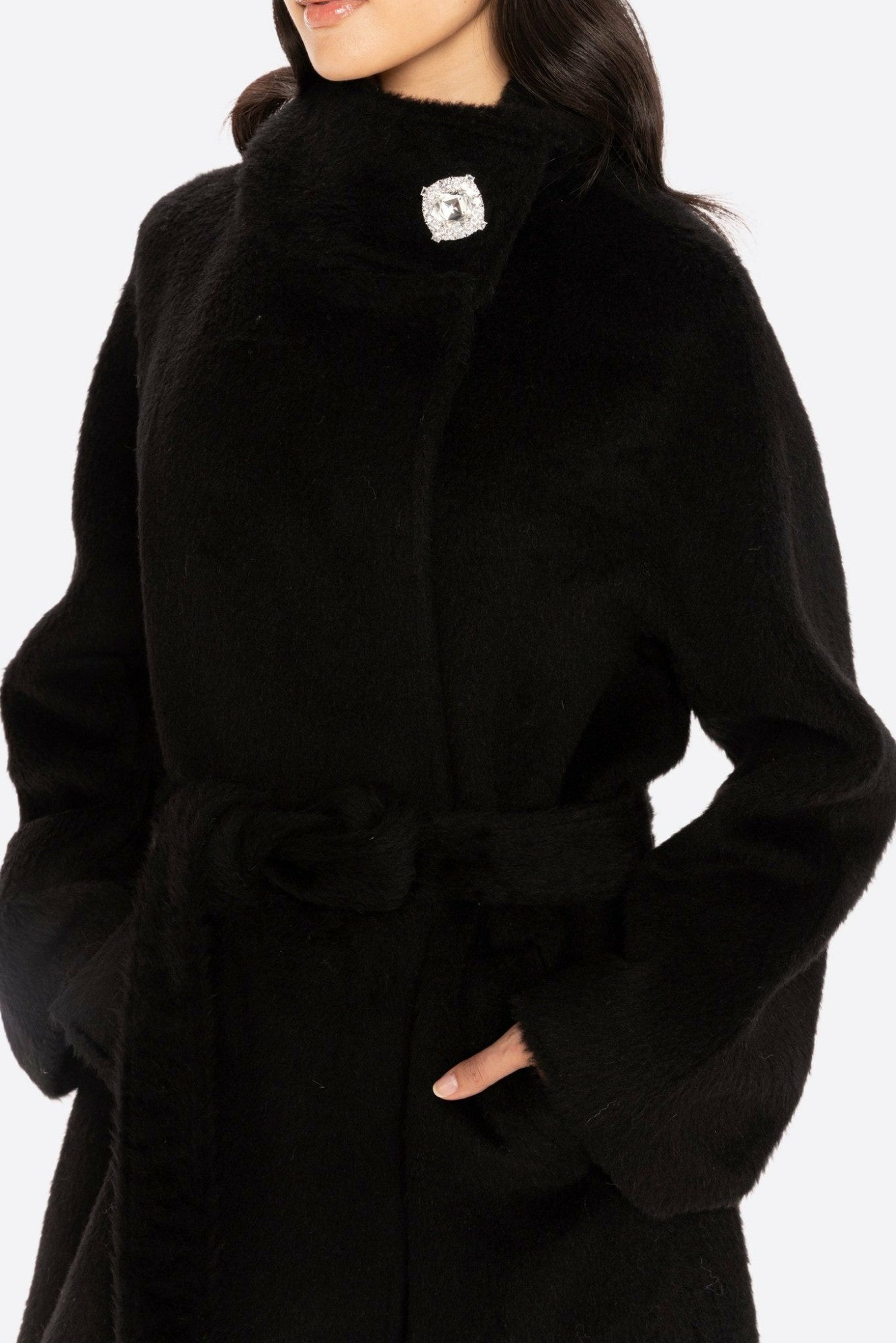 Nana Jacqueline Audrey Long Coat: Black Long Coat for Winter Events Black