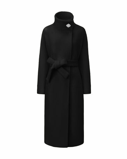 Nana Jacqueline Audrey Long Coat: Black Long Coat for Winter Events Black