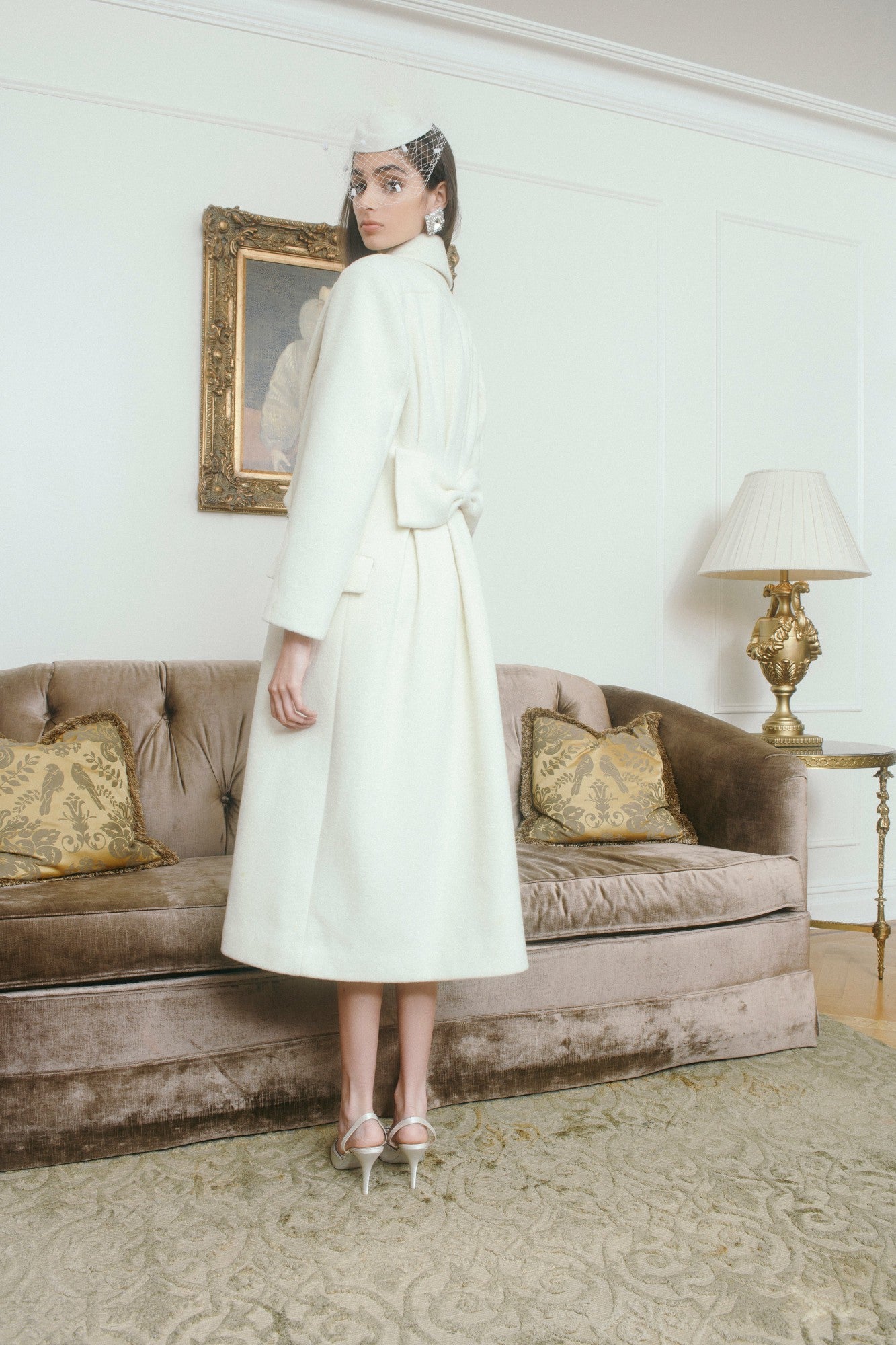Nana Jacqueline Gabriella Coat: White Coat for Winter Bridal Shower White