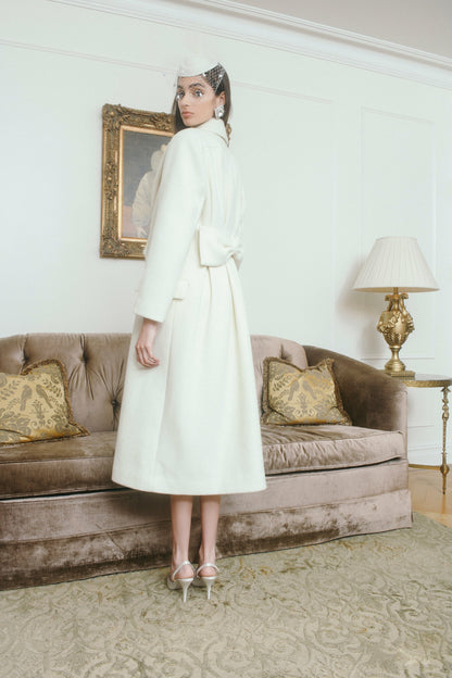 Nana Jacqueline Gabriella Coat: White Coat for Winter Bridal Shower White