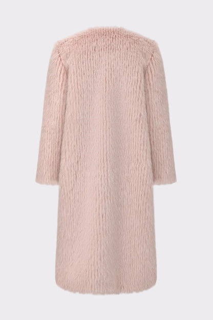 Nana Jacqueline J’adore Faux Fur Long Coat: Pink Long Coat for Winter Party Pink