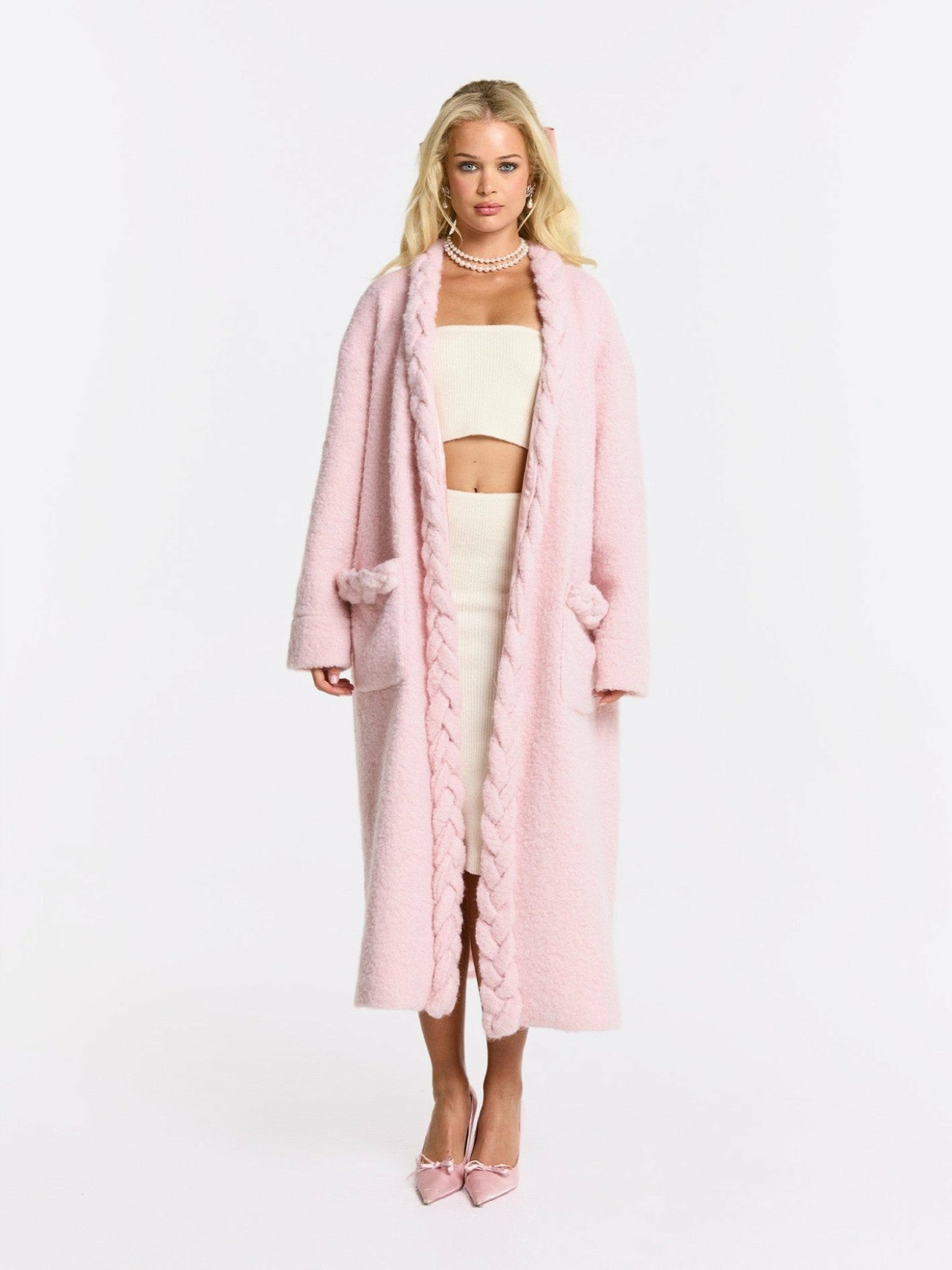 Nana Jacqueline Elsa Coat: Pink Coat for Resort Brunch Pink