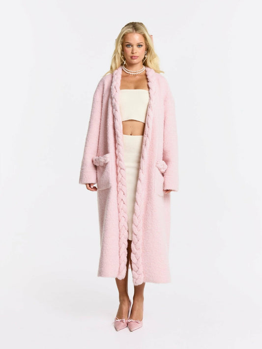 Nana Jacqueline Elsa Coat: Pink Coat for Resort Brunch Pink