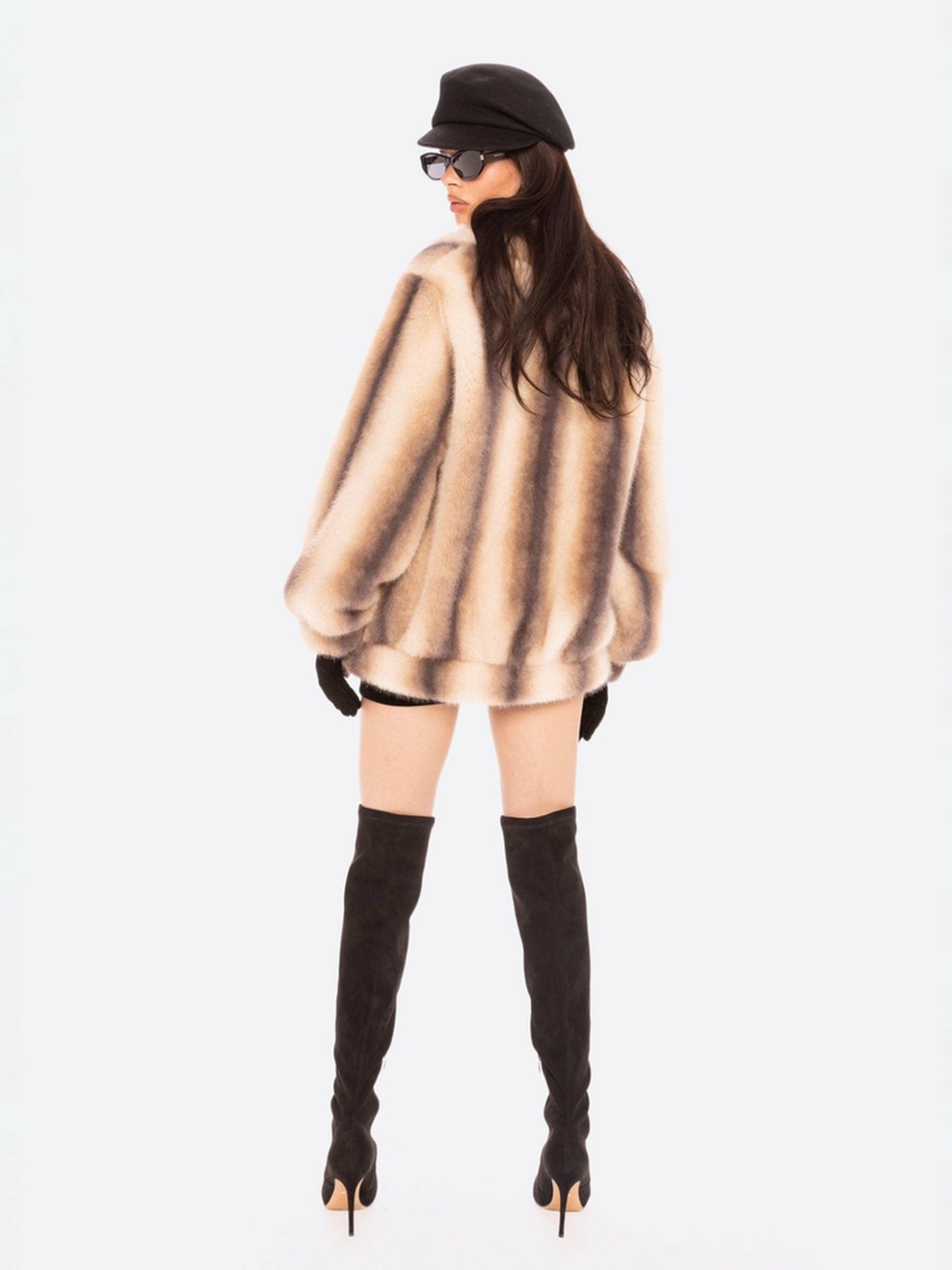 Nana Jacqueline Bianca Faux Fur Coat: Beige Fur Coat for Winter Night Out Beige & Brown