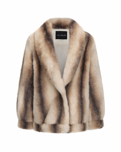 Nana Jacqueline Bianca Faux Fur Coat: Beige Fur Coat for Winter Night Out Beige & Brown