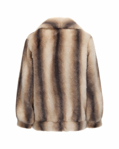 Nana Jacqueline Bianca Faux Fur Coat: Beige Fur Coat for Winter Night Out Beige & Brown