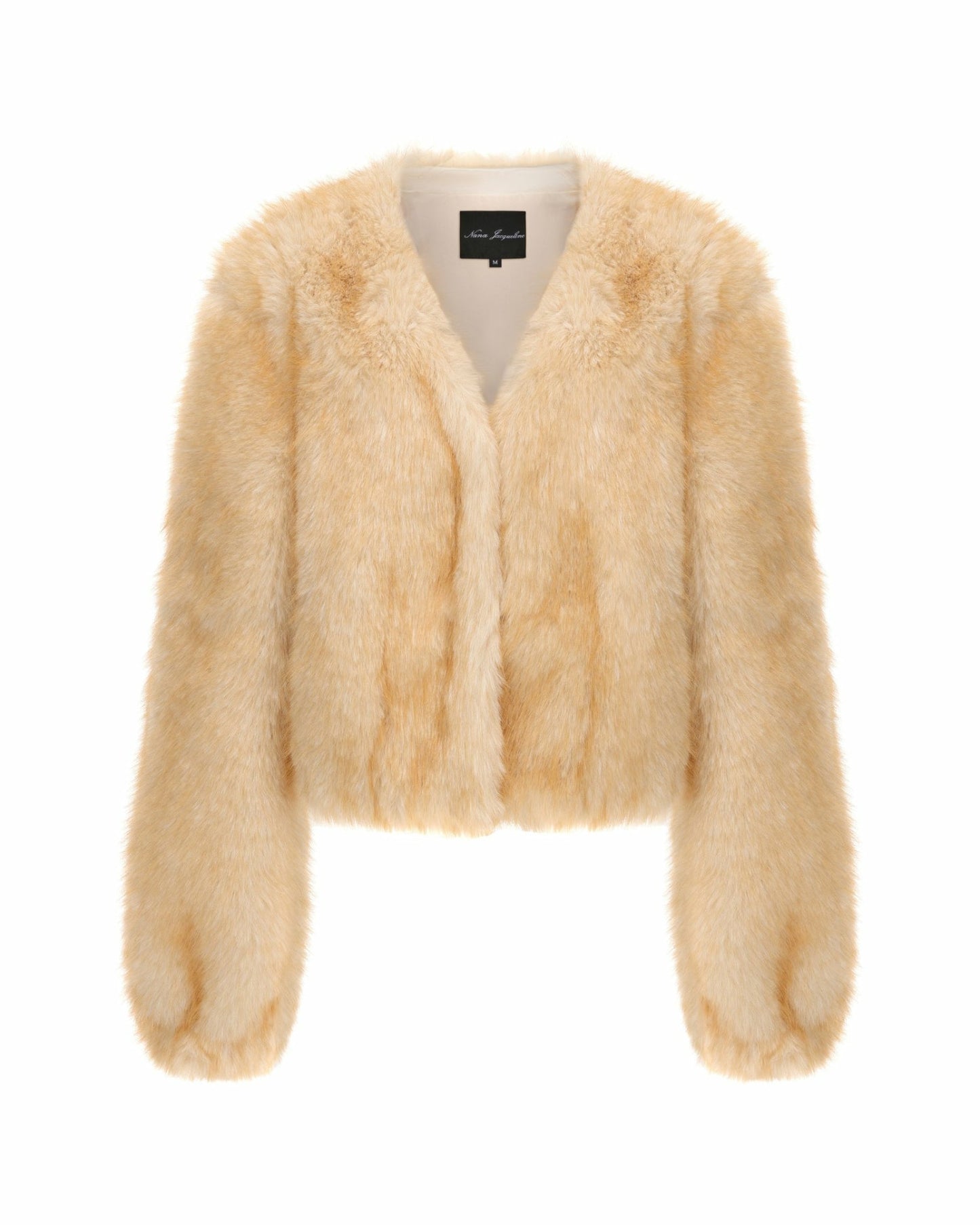 Nana Jacqueline Lavinia Short Faux Fur Jacket: Yellow Fur Jacket for Cocktail Party Yellow
