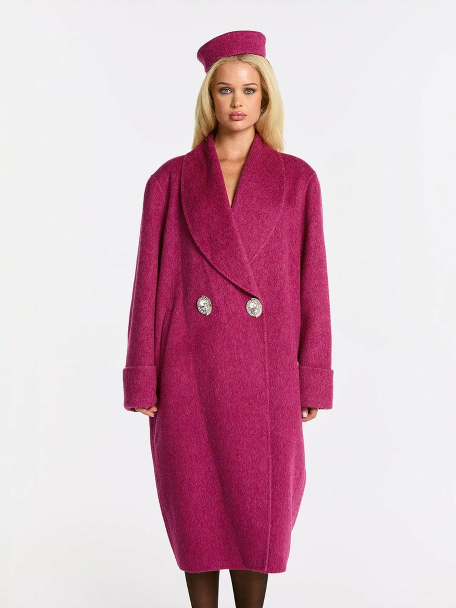 Nana Jacqueline Audrina Coat: Pink Coat for Winter Events Pink
