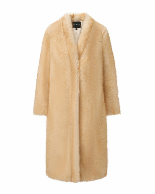 Nana Jacqueline Isolde Faux Fur Long Coat: Yellow Fur Coat for Winter Events Yellow