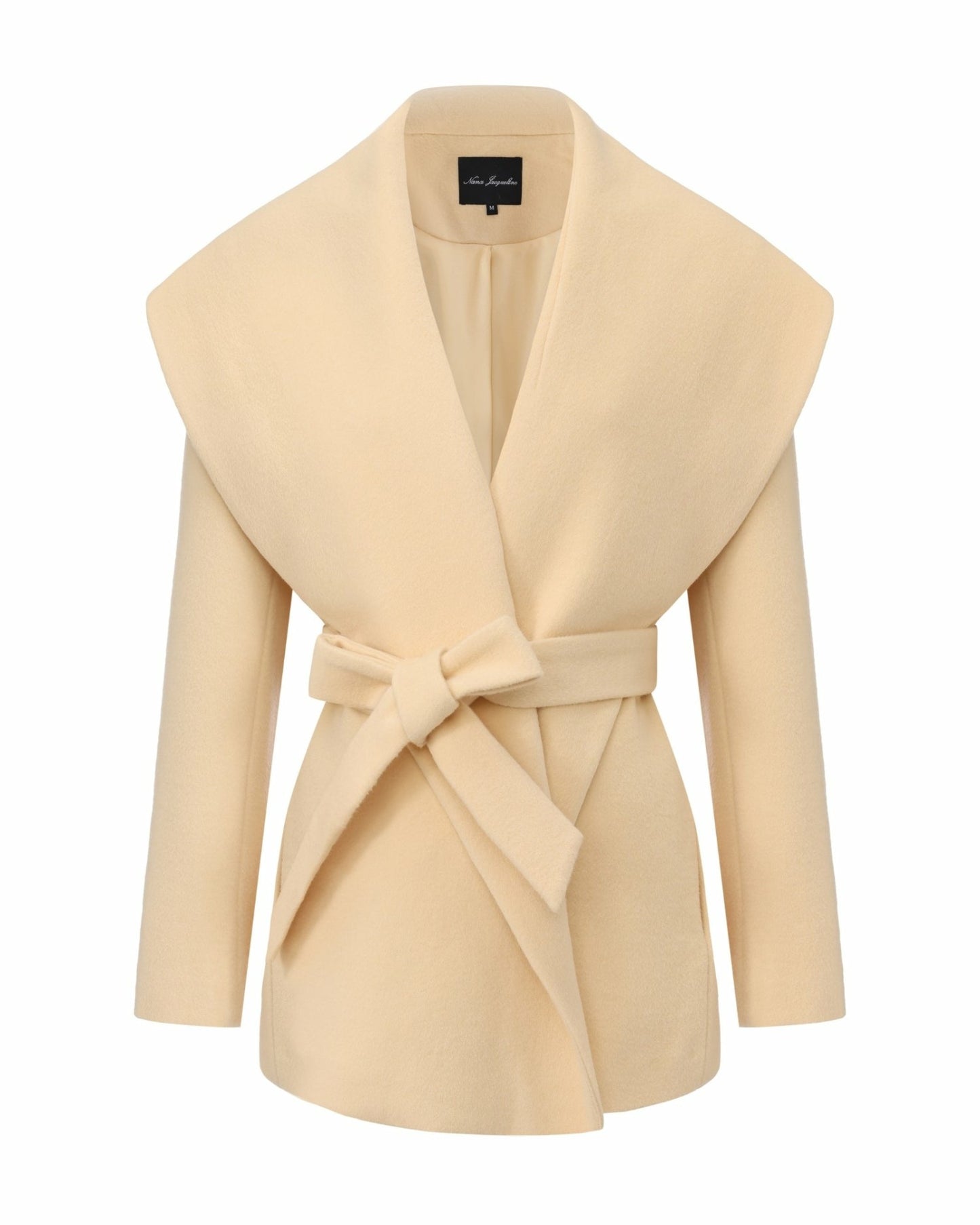 Nana Jacqueline Victoria Bow Coat: Yellow Wrap Coat for Daytime Events Yellow