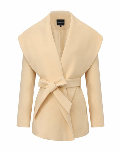 Nana Jacqueline Victoria Bow Coat: Yellow Wrap Coat for Daytime Events Yellow