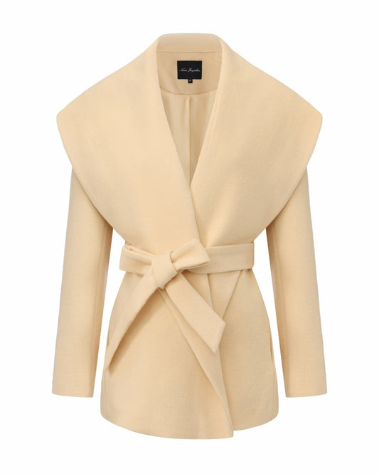 Nana Jacqueline Victoria Bow Coat: Yellow Wrap Coat for Daytime Events Yellow