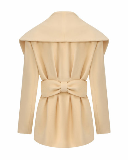 Nana Jacqueline Victoria Bow Coat: Yellow Wrap Coat for Daytime Events Yellow