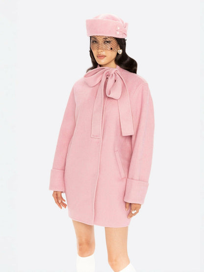 Nana Jacqueline Juliette Cocoon Coat: Pink Coat for Winter Party Pink