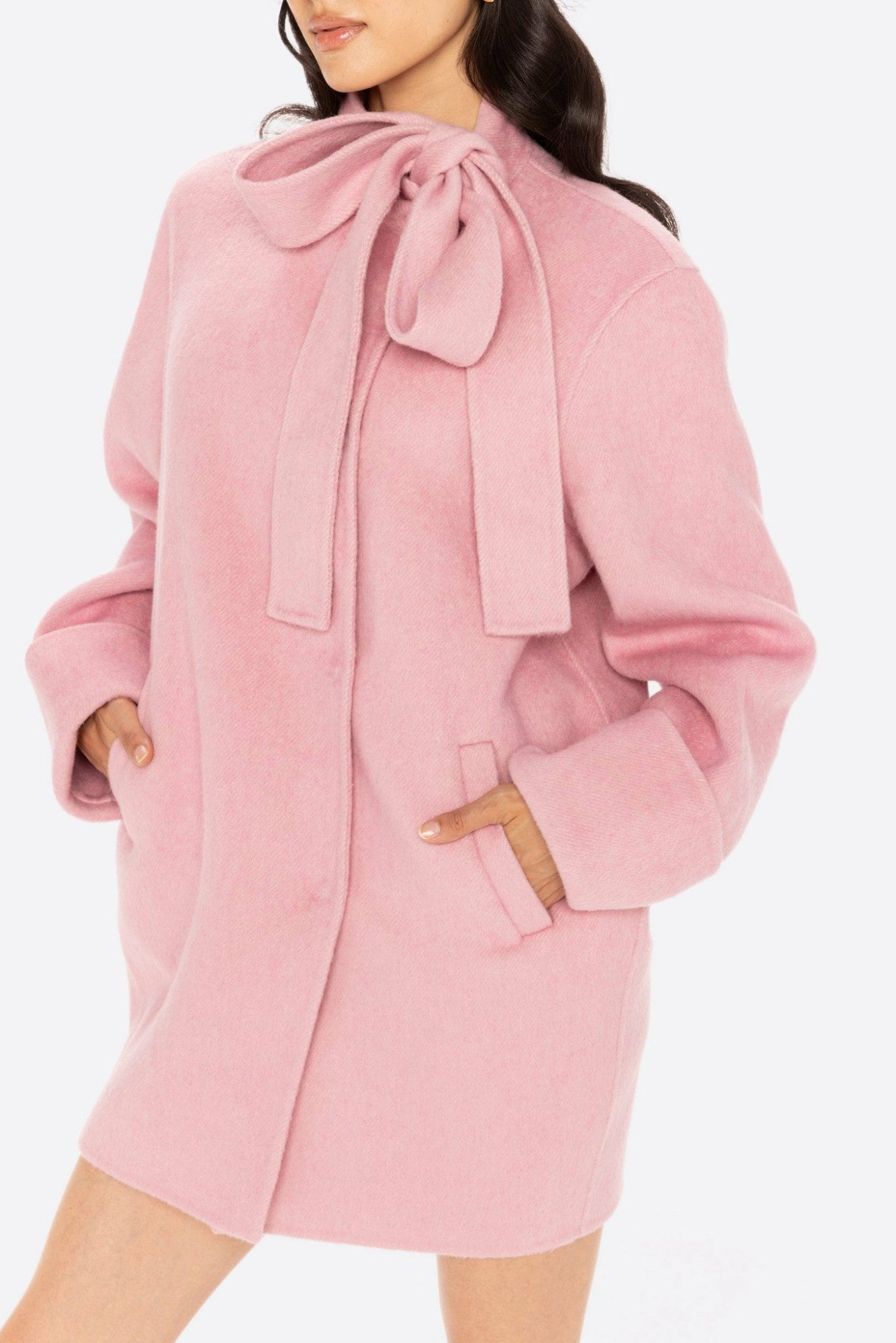 Nana Jacqueline Juliette Cocoon Coat: Pink Coat for Winter Party Pink