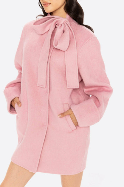 Nana Jacqueline Juliette Cocoon Coat: Pink Coat for Winter Party Pink