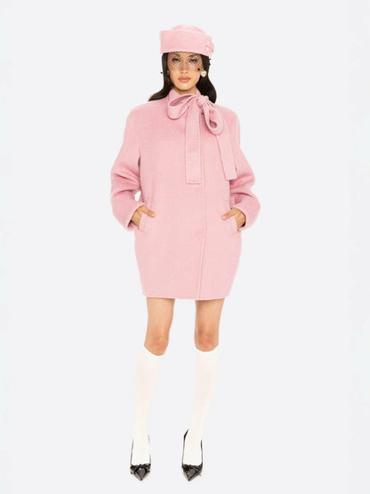 Nana Jacqueline Juliette Cocoon Coat: Pink Coat for Winter Party Pink