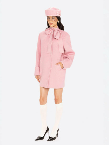 Nana Jacqueline Juliette Cocoon Coat: Pink Coat for Winter Party Pink
