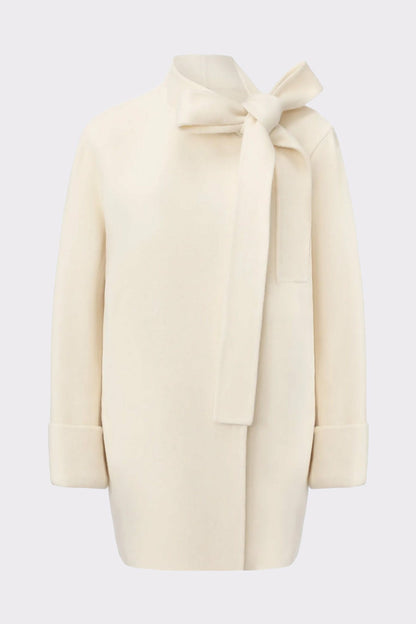 Nana Jacqueline Juliette Cocoon Coat: White Coat for Winter Wedding Guest White