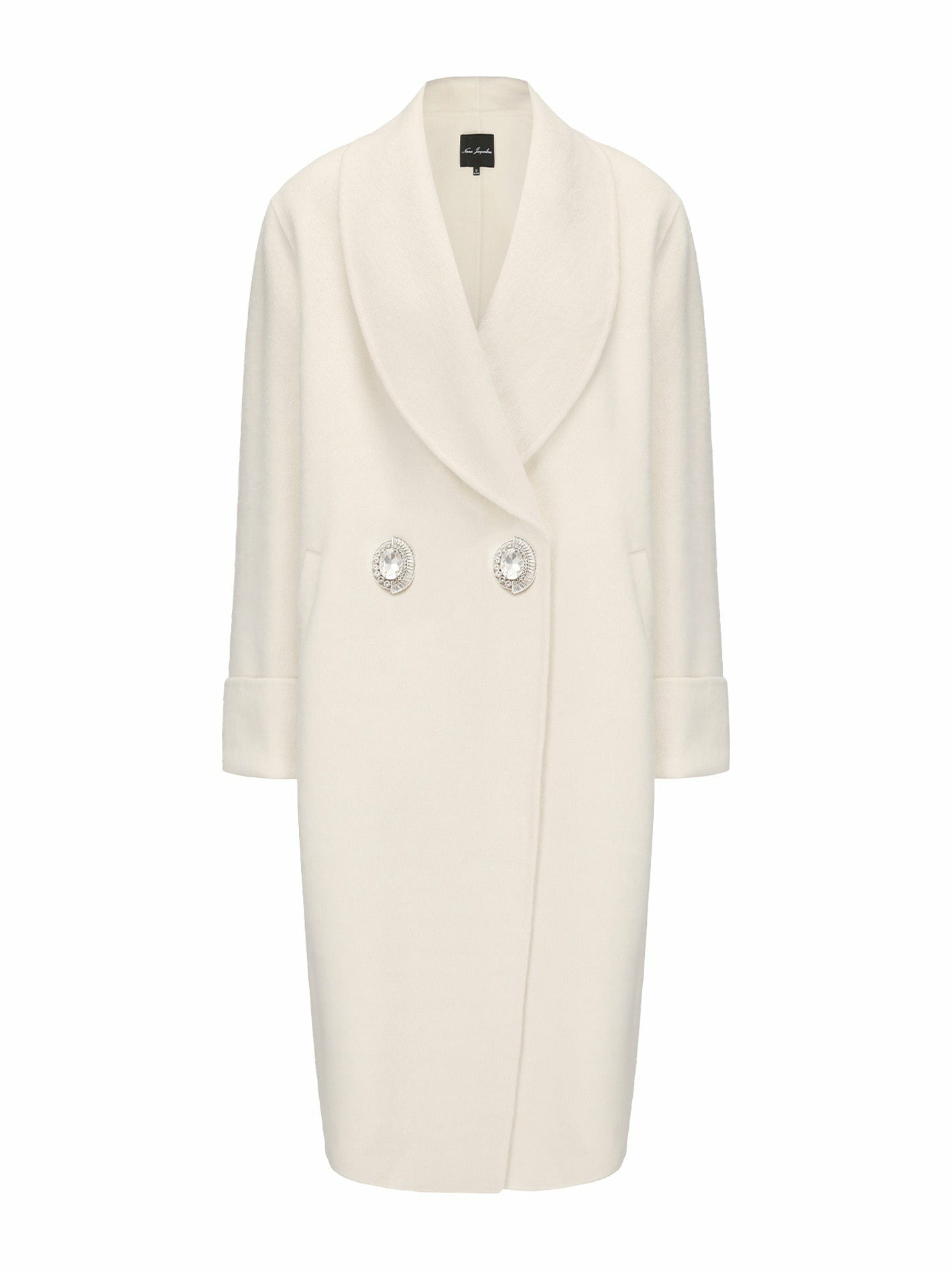 Nana Jacqueline Audrina Coat: White Coat for Winter Wedding Guest White