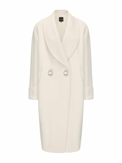 Nana Jacqueline Audrina Coat: White Coat for Winter Wedding Guest White