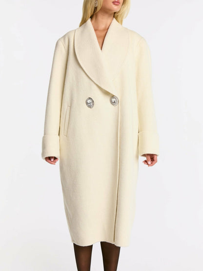 Nana Jacqueline Audrina Coat: White Coat for Winter Wedding Guest White