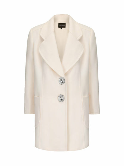 Nana Jacqueline Nadine Coat: White Coat for Winter Wedding Guest White