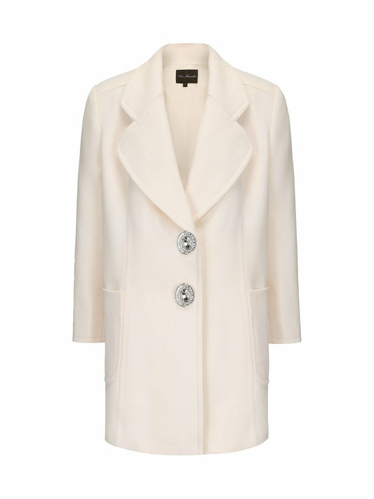 Nana Jacqueline Nadine Coat: White Coat for Winter Wedding Guest White