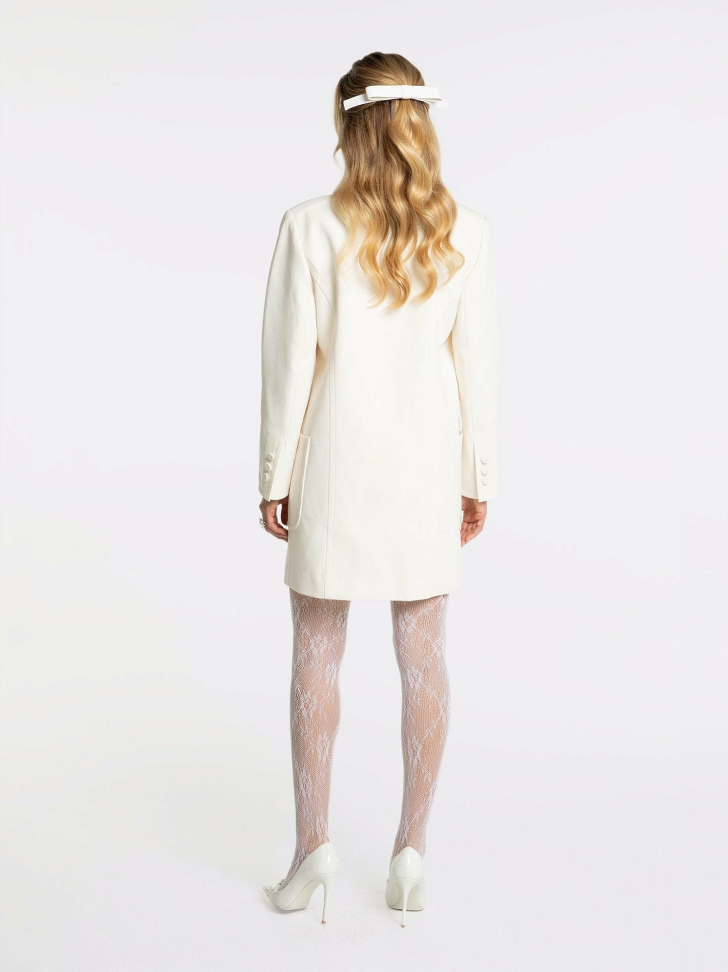 Nana Jacqueline Nadine Coat: White Coat for Winter Wedding Guest White