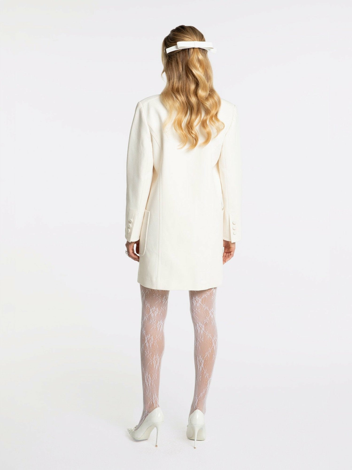 Nana Jacqueline Nadine Coat: White Coat for Winter Wedding Guest White