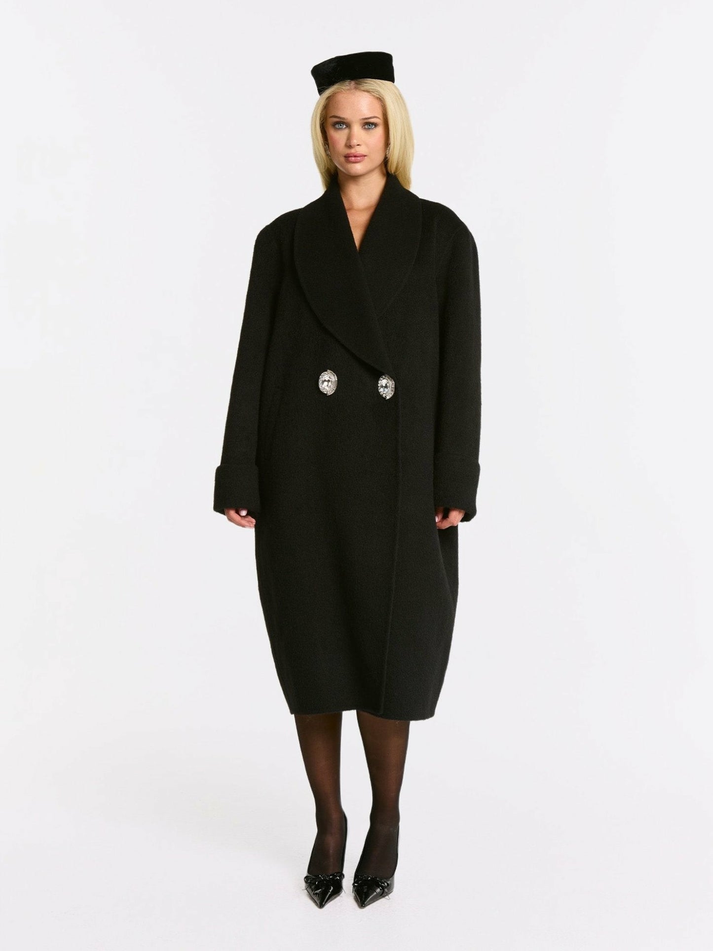Nana Jacqueline Audrina Coat: Black Coat for Winter City Outfit Black