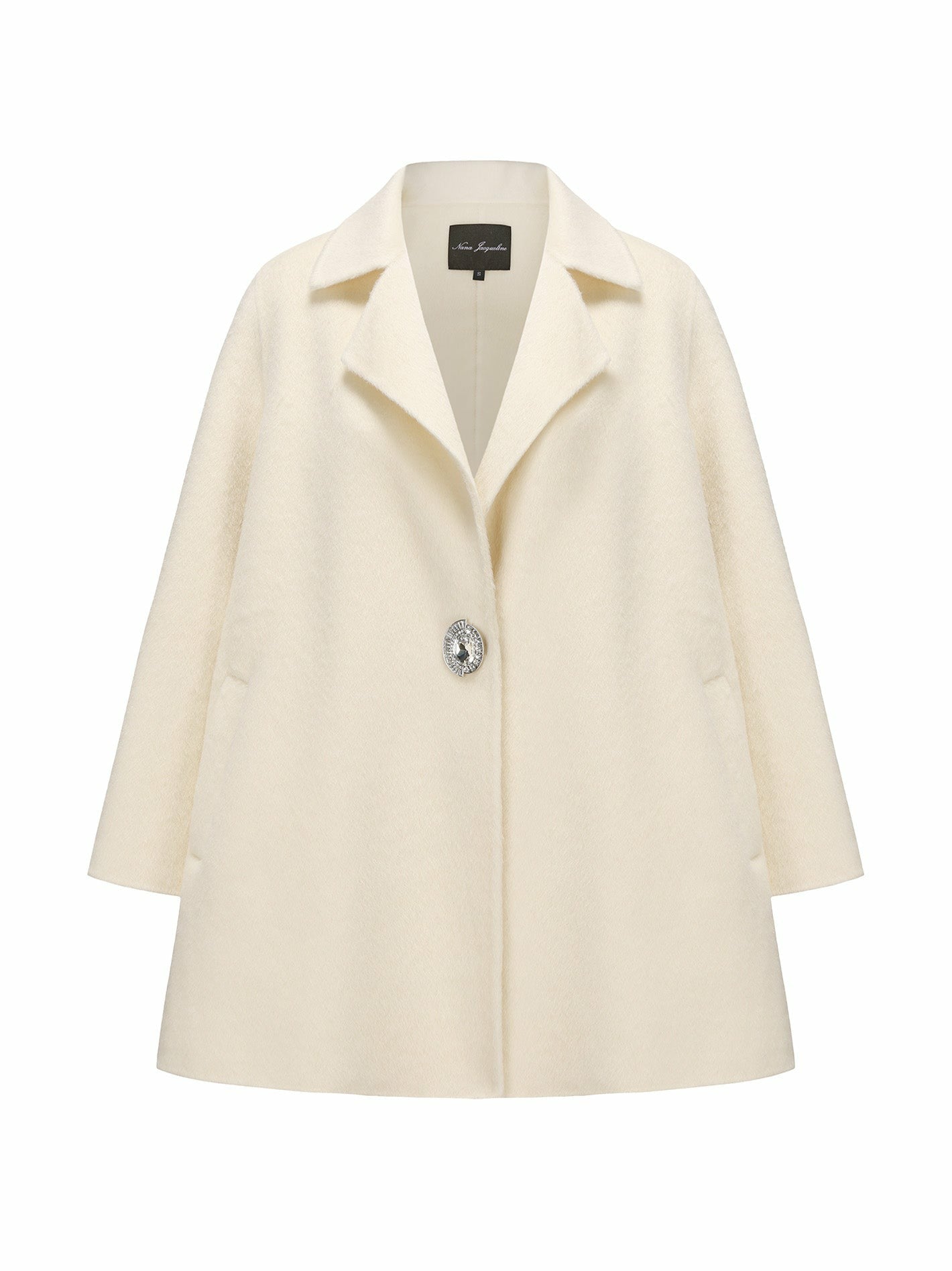 Nana Jacqueline Olivia Coat: White Coat for Winter Formal Event White