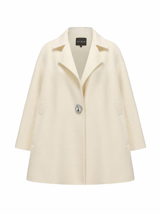 Nana Jacqueline Olivia Coat: White Coat for Winter Formal Event White