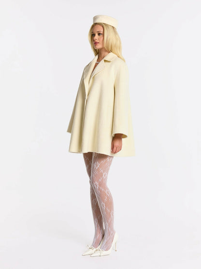 Nana Jacqueline Olivia Coat: White Coat for Winter Formal Event White