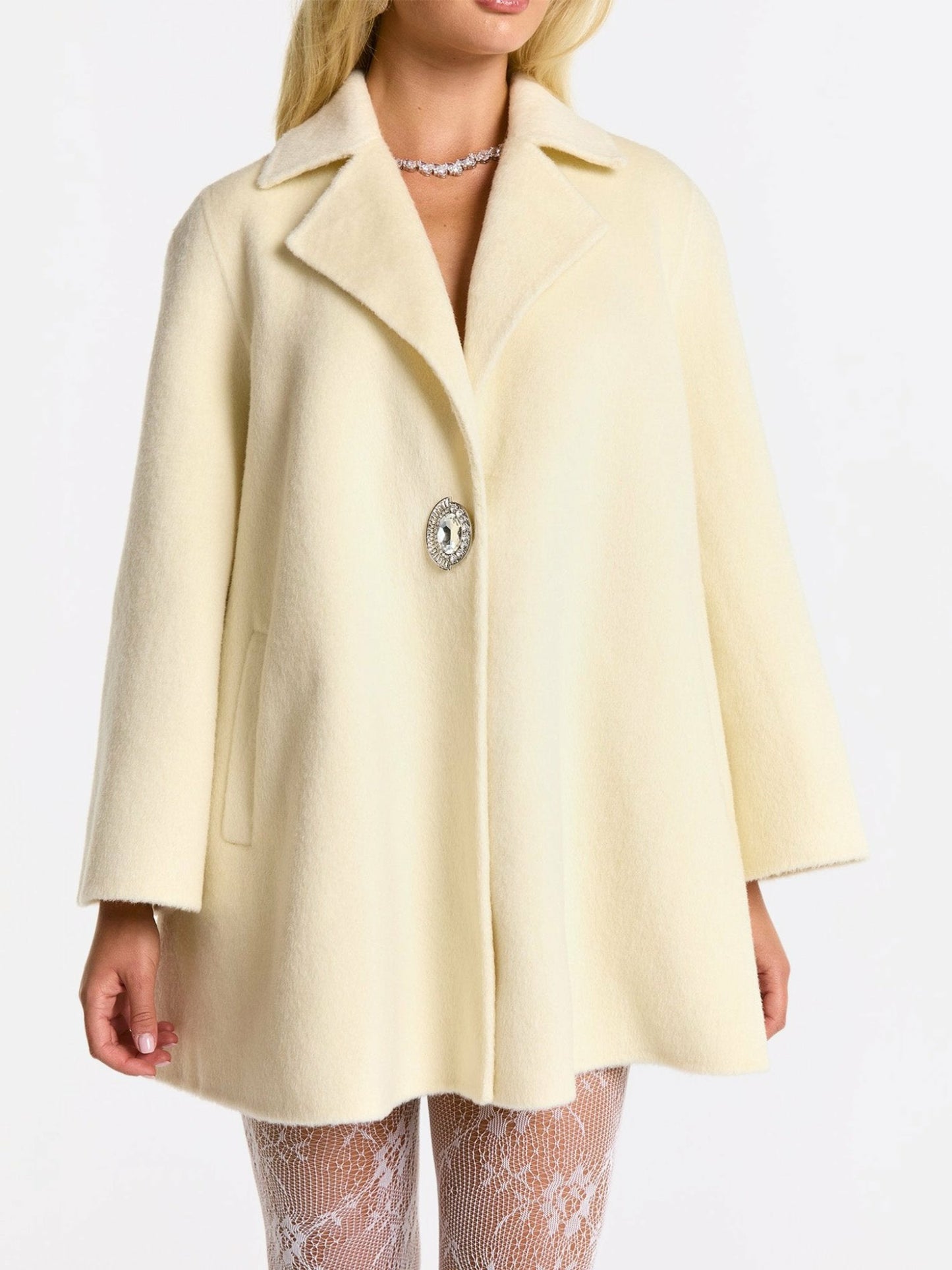 Nana Jacqueline Olivia Coat: White Coat for Winter Formal Event White