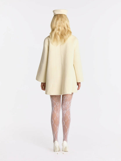Nana Jacqueline Olivia Coat: White Coat for Winter Formal Event White